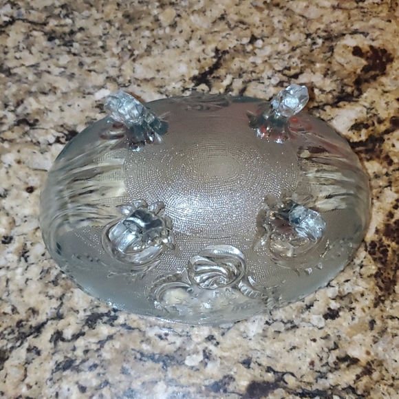 *1117 Vintage Light Blue Footed Carnival Glass Fruit Bowl - Picture 6 of 12